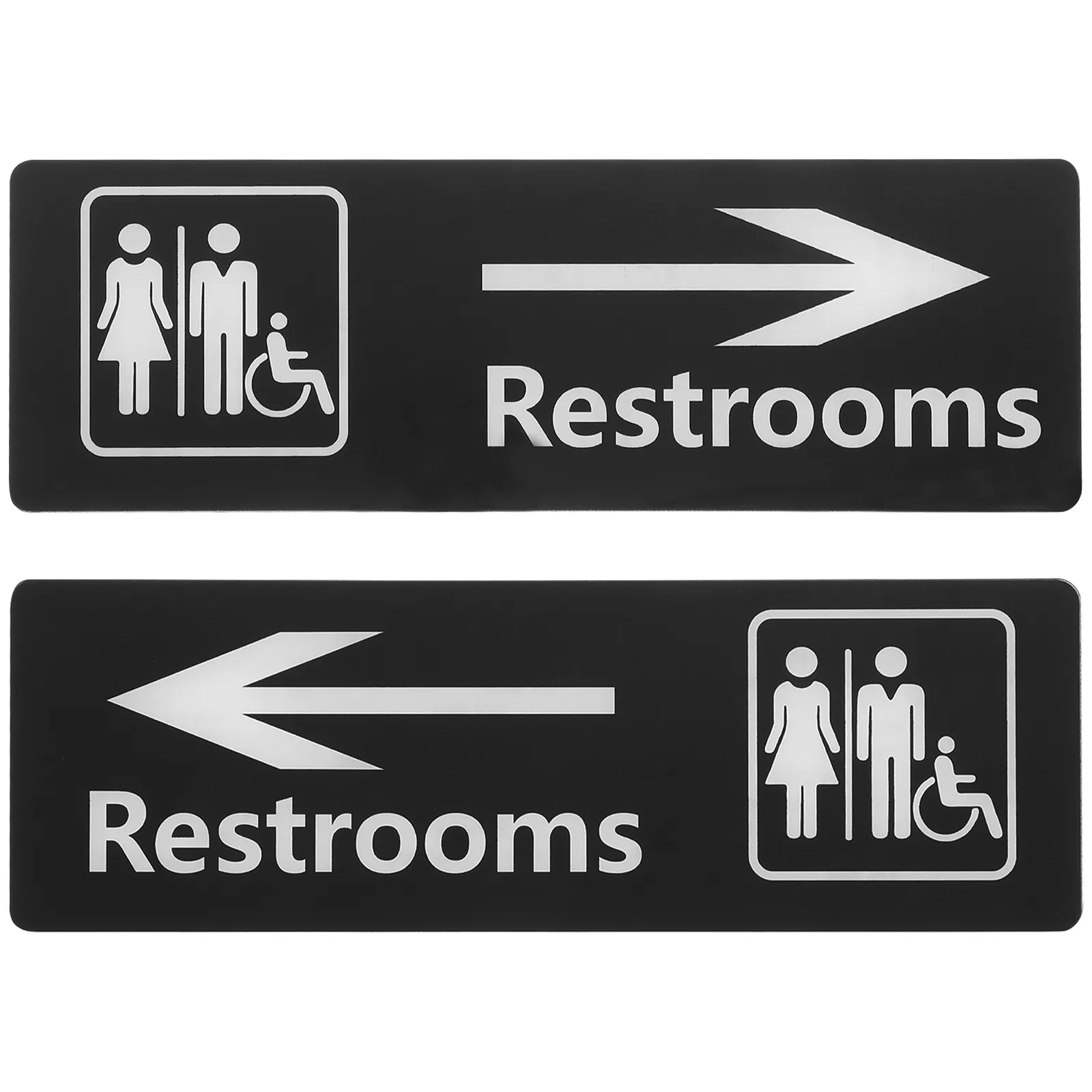 2Pcs Acrylic Double Sided Bathroom Arrow Sign Left Right Restroom Indicator for Hotels Offices Malls Wall Mounted Toilet