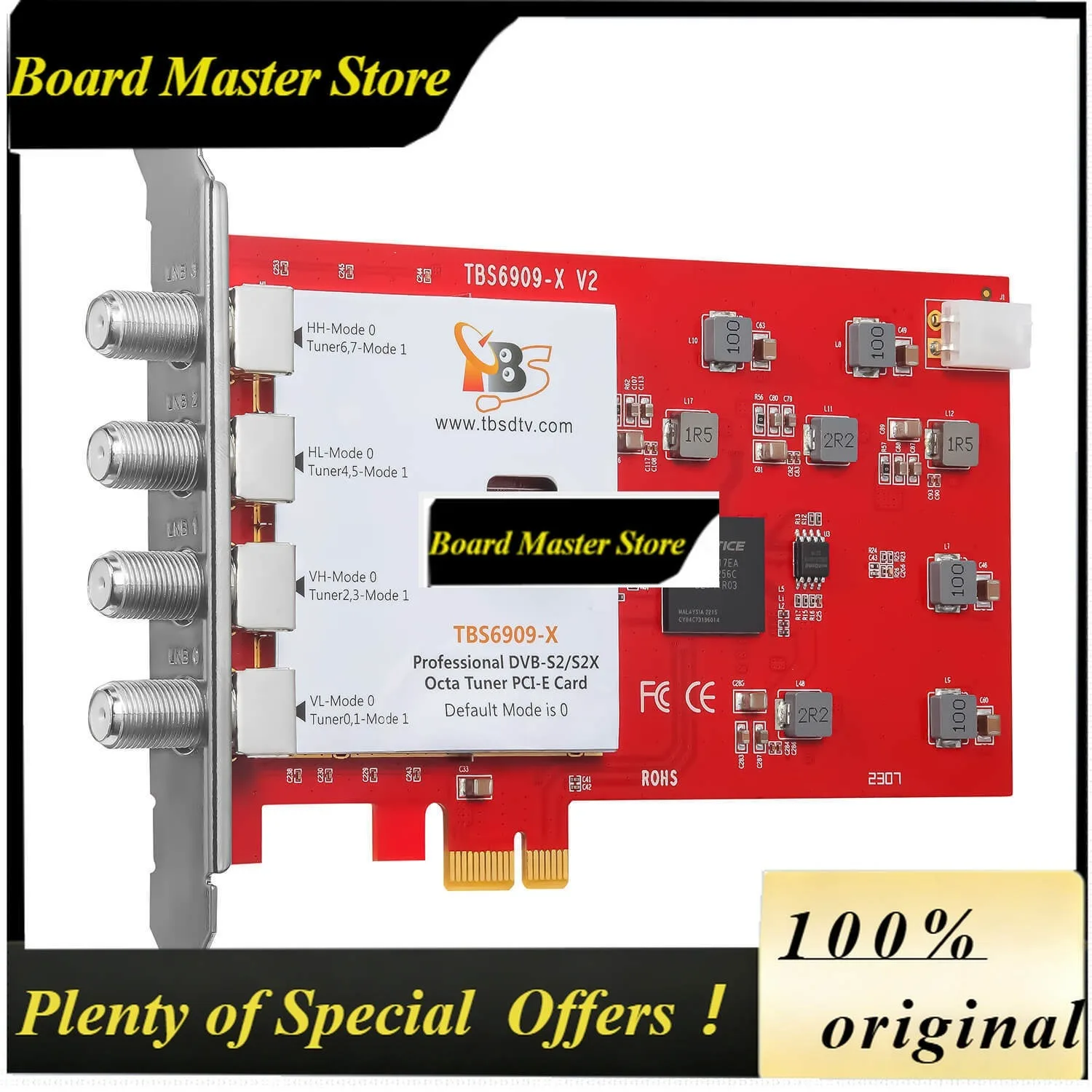BoMaSTBS6909-X Dvb-s/s2/s2x 8 Octa Tv Tuner Pcie Card For Watching And Recording Satellite Fta Channels Compatible With Tvheaden