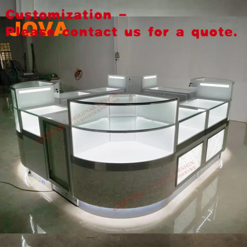 custom.Mall 2 Tier Corner Corner Showcase Cabinet Jewelry Display Design Kiosk Jewelry Store