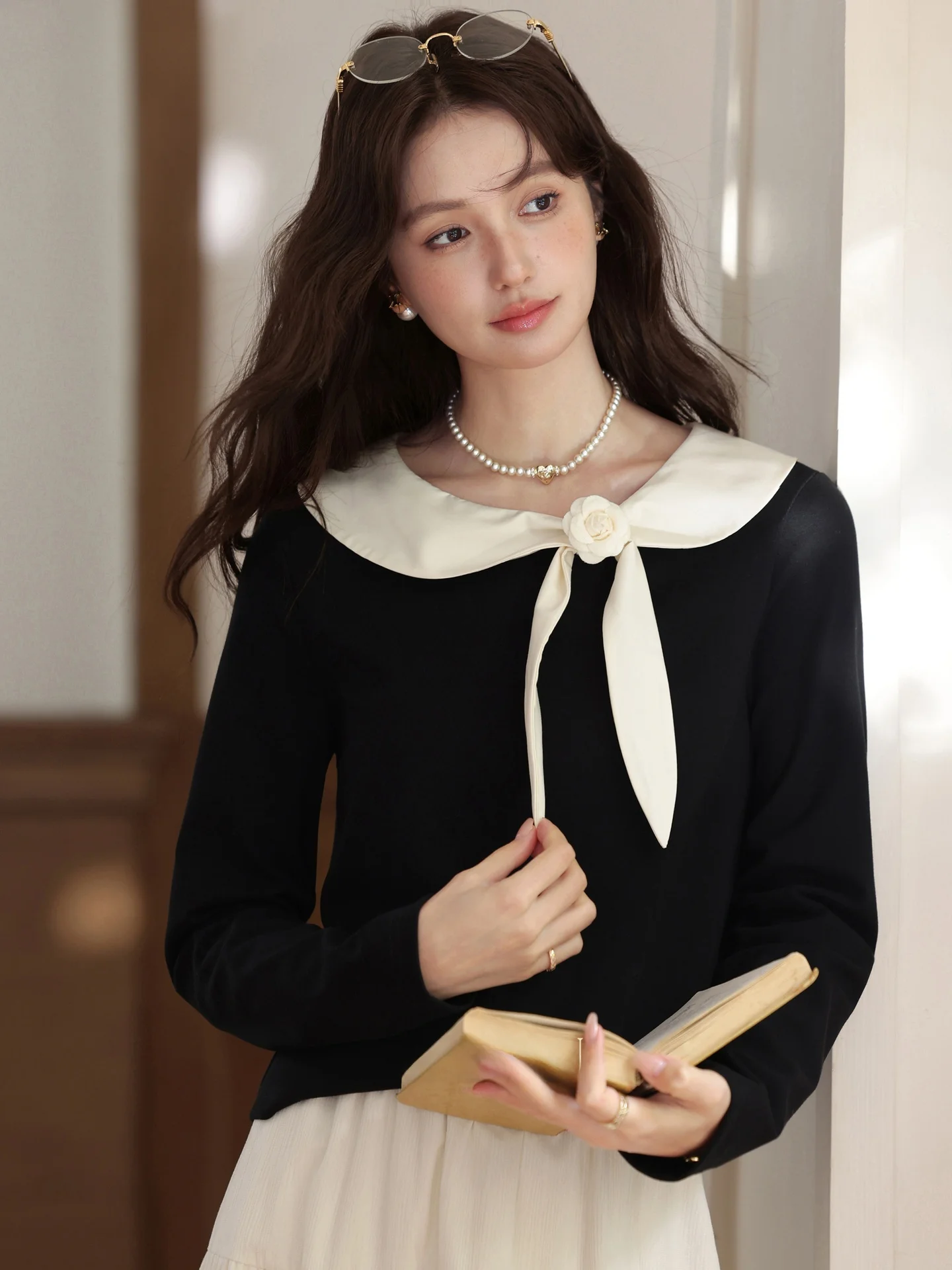 

Свободный удлиненный женский топ с круглым вырезом, модный повседневный дизайн, осенний, стандартной длины