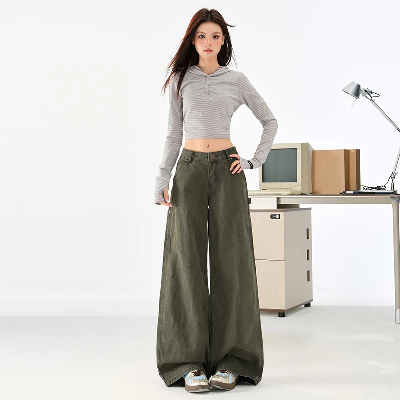 

Джинсы с тонкими джинсами для женской одежды, джинсы для развития себя, удобная новая трендовая винтажная одежда, мешковатые брюки, шорты Y2k, джинсы