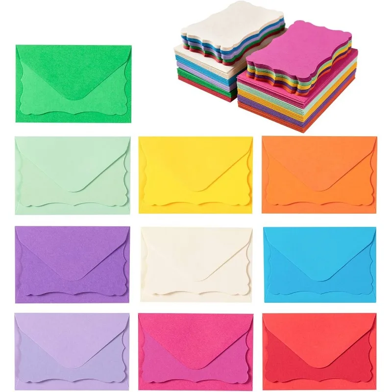 100 Pack Mini Envelopes with Colorful Blank Note Cards Small Self-Adhesive (4 x 2.7 Inches,Multicolored)