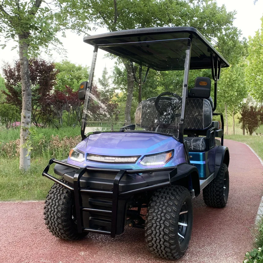 New Popular High Performance Manufacturing Golf Cart Electric Golf Cart 14 Inch Off-Road Tires Black Upholstered Seat Bumper