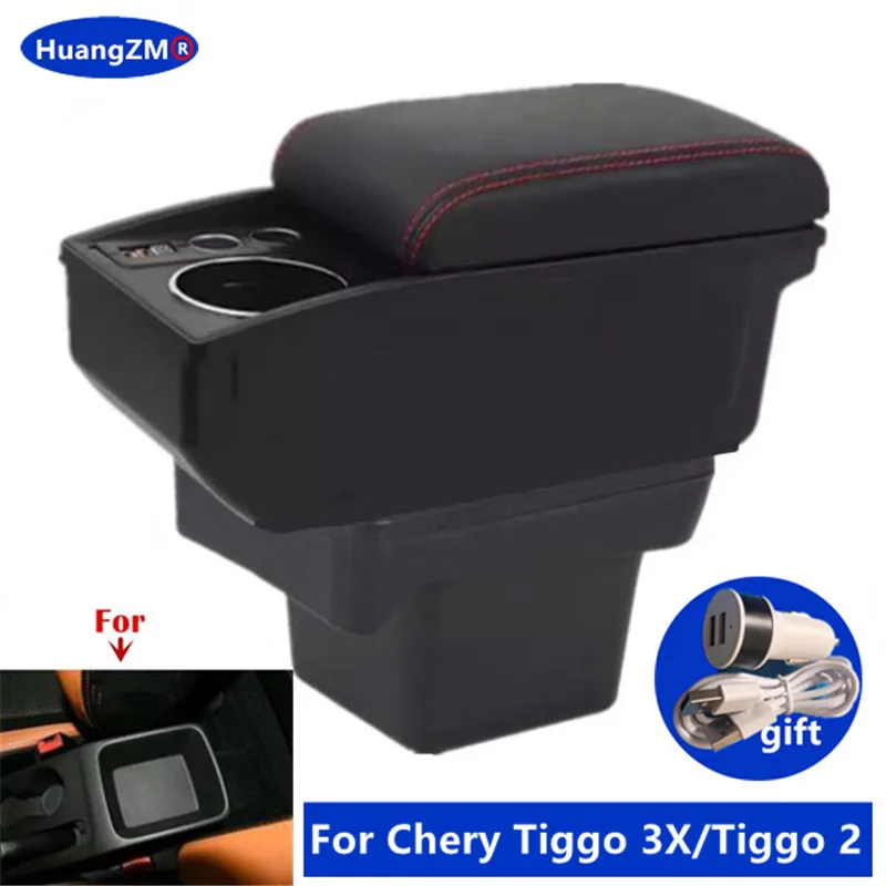 Für Chery Tiggo 3X Armlehnenbox Für Chery Tiggo 2 Auto-Armlehne Doppelschichtige Aufbewahrungsbox Innenraum-Nachrüstteile Auto-Zubehör