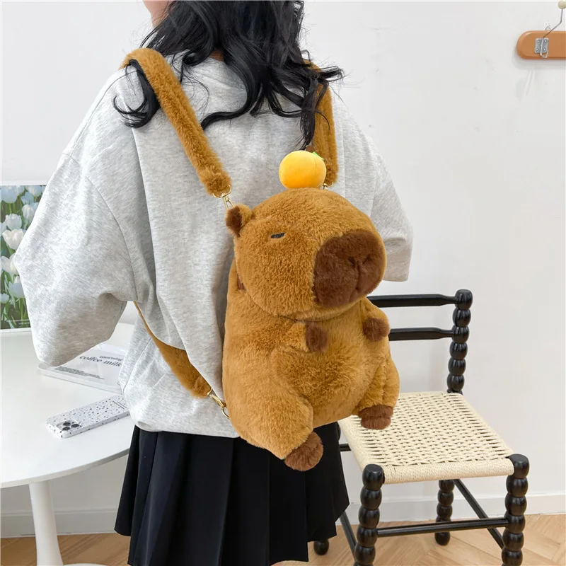 Capybara Plush Backpack Kawaii Fashion Plushie Doll Fur Bag Children\'s Bag Shoulder Bag Mini Knapsack Bags Gifts For Girlfriend