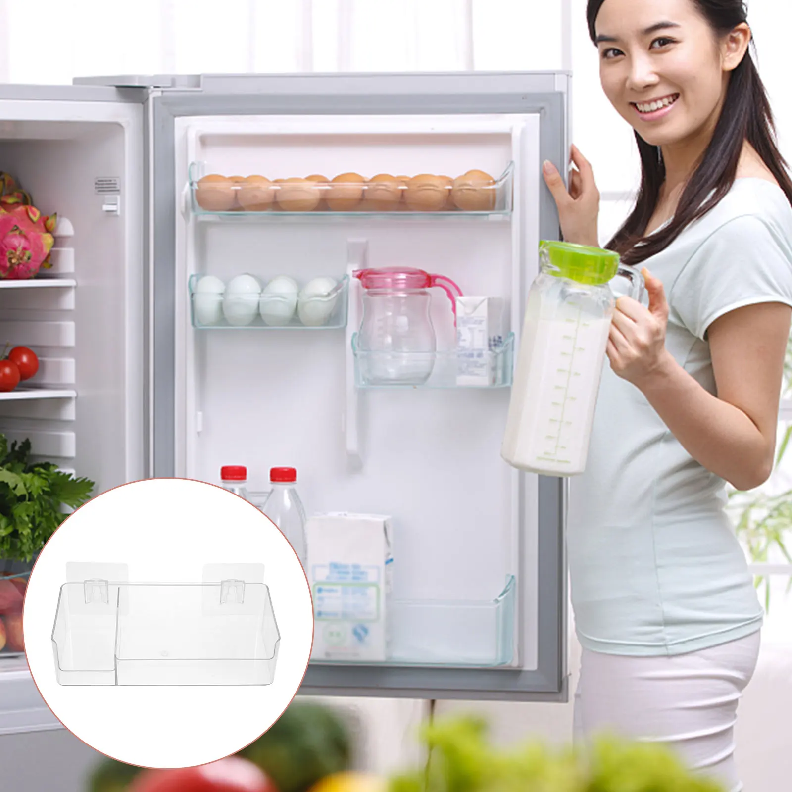 

Refrigerator Storage Box Sturdy Pet Material Freezer Organizer for Door Compartment Ideal Small Space Kitchen Organization