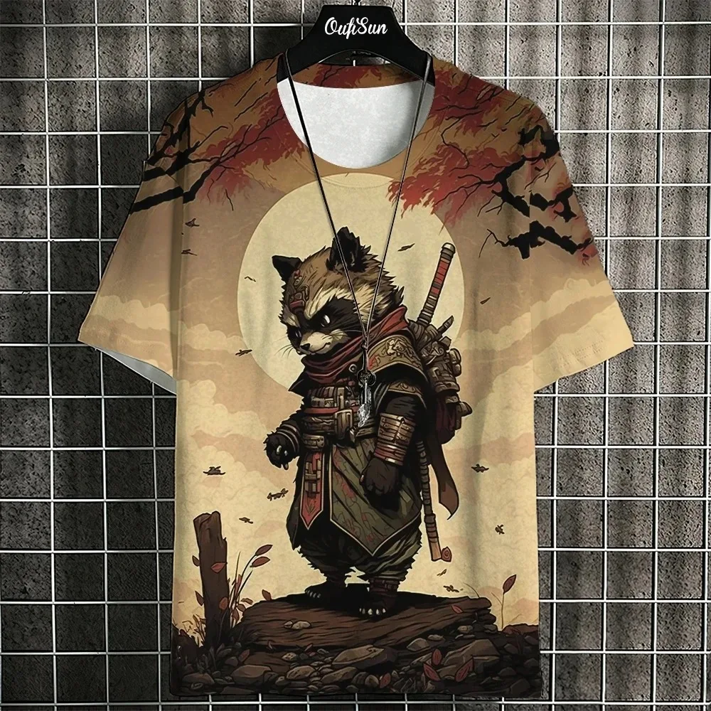 

2024 Boys Girls T Shirt Japanese Samurai Cat 3d Printed T Shirts For Casual Fashion Funny Shirt Top Tee Parent Child Clothing