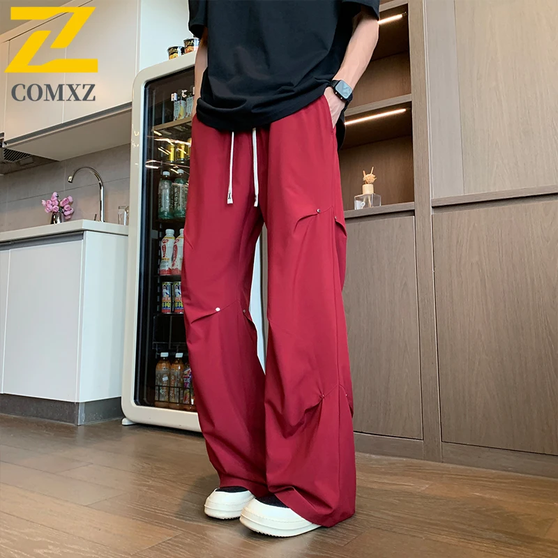 Trendy Men's Sports Pants 2025 Summer New Ice Silk Breathable Street Hip-hop Style Cropped Pants Fashionable Thin Men's Clothing