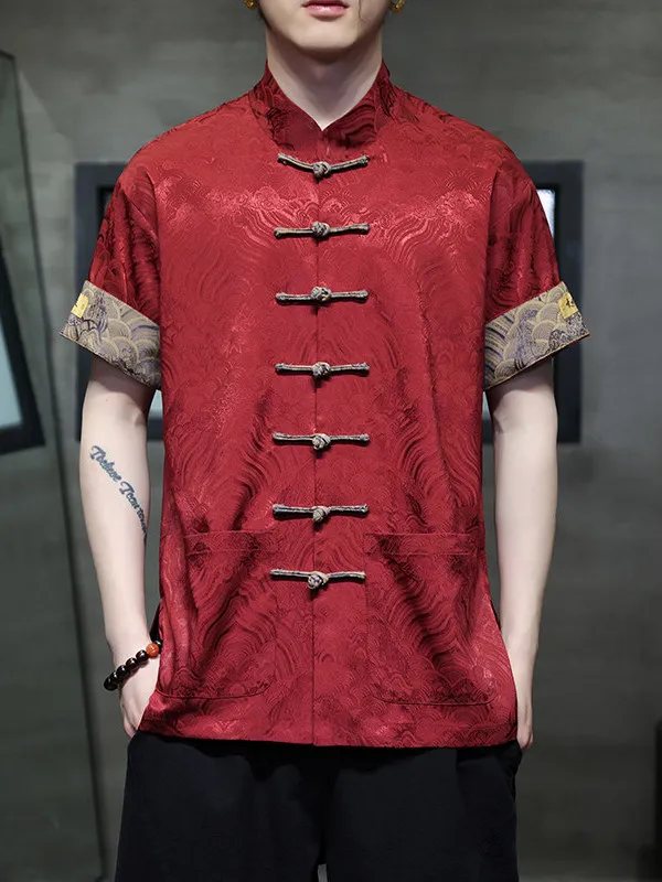 

Summer New Chinese Sle ort Sve Embroidered irt Men's Thin Model Buttoned Outerwear New National Trend Tang Costume H...