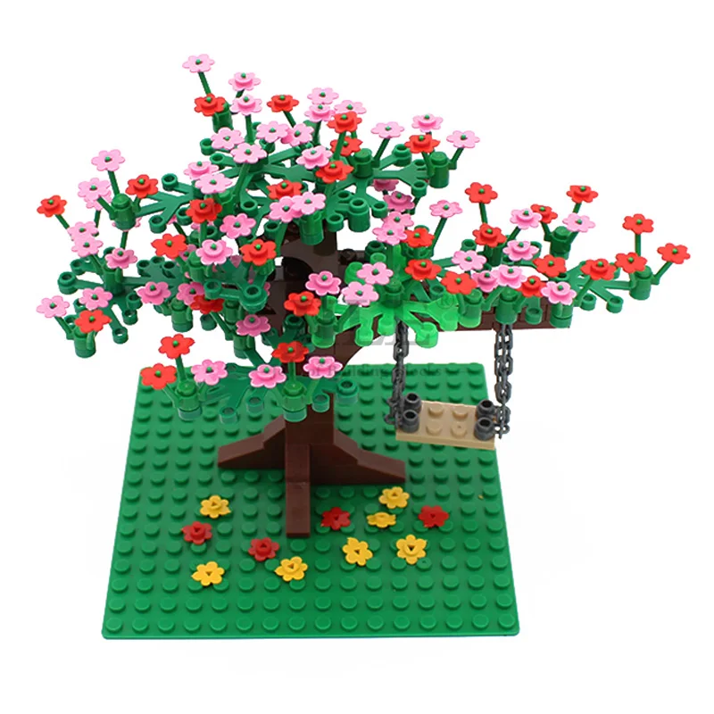 

223pcs Moc DIY Garden Peach Tree City Street Plant Flower View Building Blocks Bricks Compatible with Construction Toys