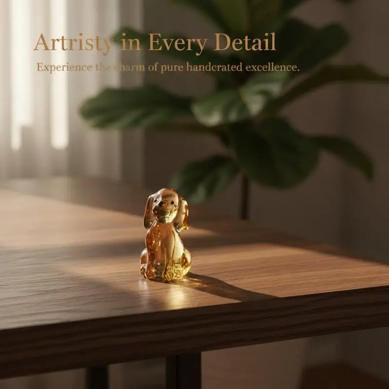 Beauty Glass Art Mini Glass Dog Figurine Handmade Animal Ornament For Home Decor