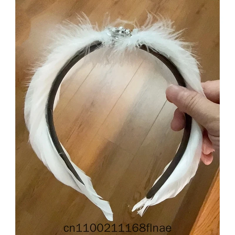 Tocado de plumas para ballet, disfraz de ballet, tocado de plumas para espectáculo de ballet El Lago de los Cisnes, plumas para mujer