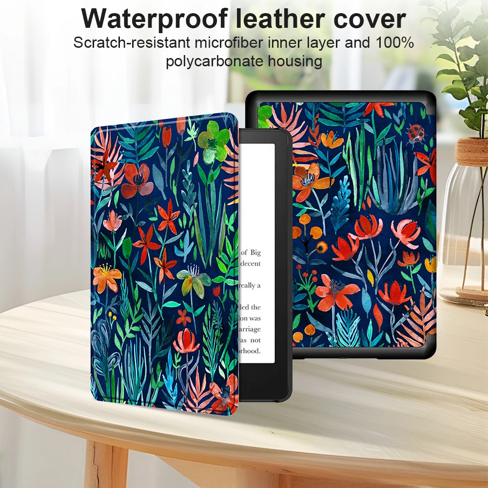 Capa de couro pu capa de couro com desligamento automático ultra fino capa inteligente de couro para kindle colorsoft assinatura edição 7 polegadas