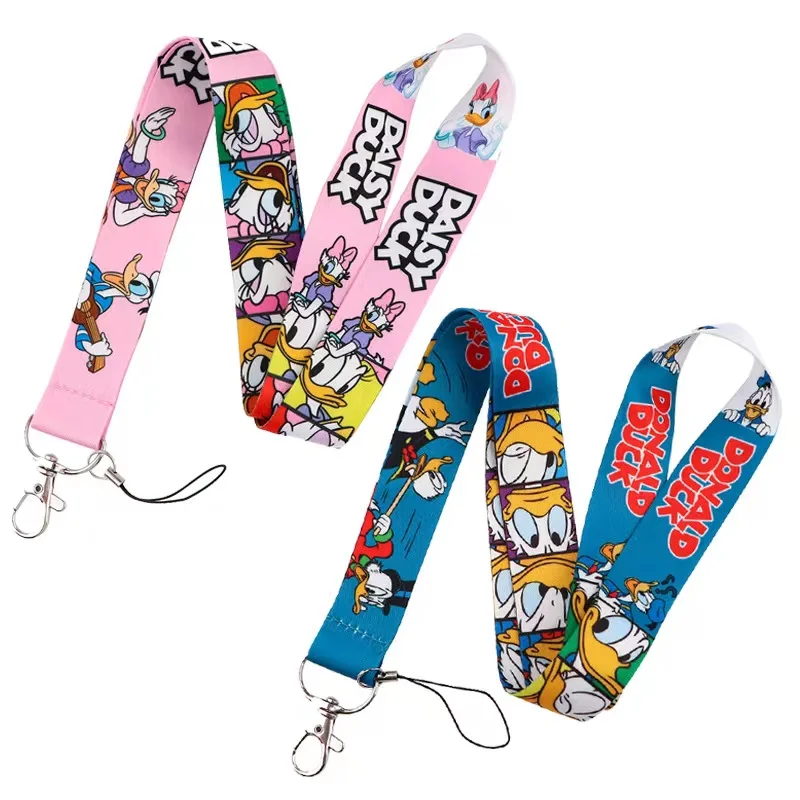 MINISO Disney Donald duck Cartoon Key Lanyard ID Badge Holders Animal Phone Neck Straps with Keyring Phone Accessories