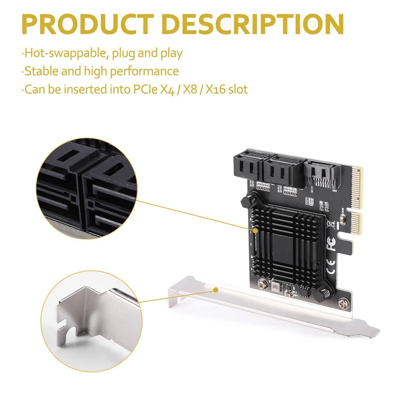 

3X PCIE To 5-Port SATA III 6 Gbps SATA Controller Expansion Card Computer Chassis Adapter Card JMB585 With 15 Cables