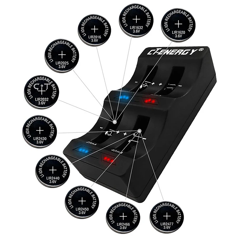 4 Slot Button Battery Charger 4.2V & USB Interface For LIR1220 1632 2032 2025 2016 2450 2477