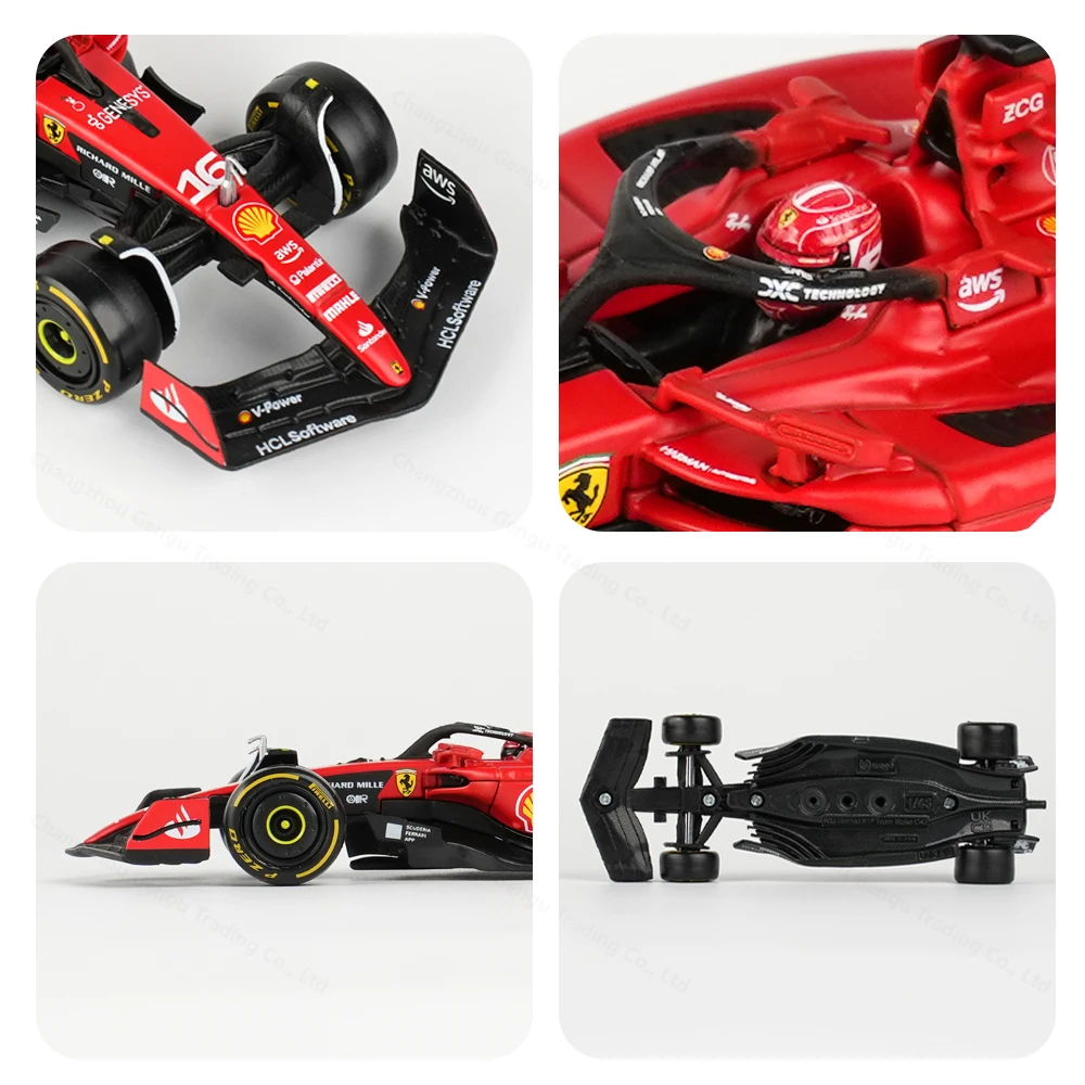 Bburago 1:43 Ferrari 2023 SF23 # 16 F1 Formula Car Vehículos fundidos a presión Modelo coleccionable Juguetes de carreras Caja acrílica