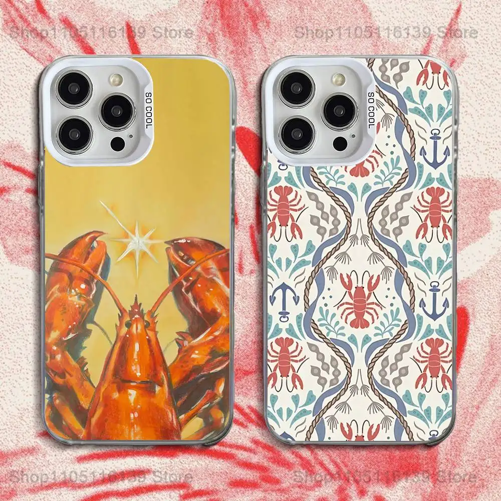

Crayfish Lobster Phone Case For iPhone 16,15,14,13,12,11,Pro,XS,Max,Plus,Mini,SE White Candy Matte Shockproof Cover