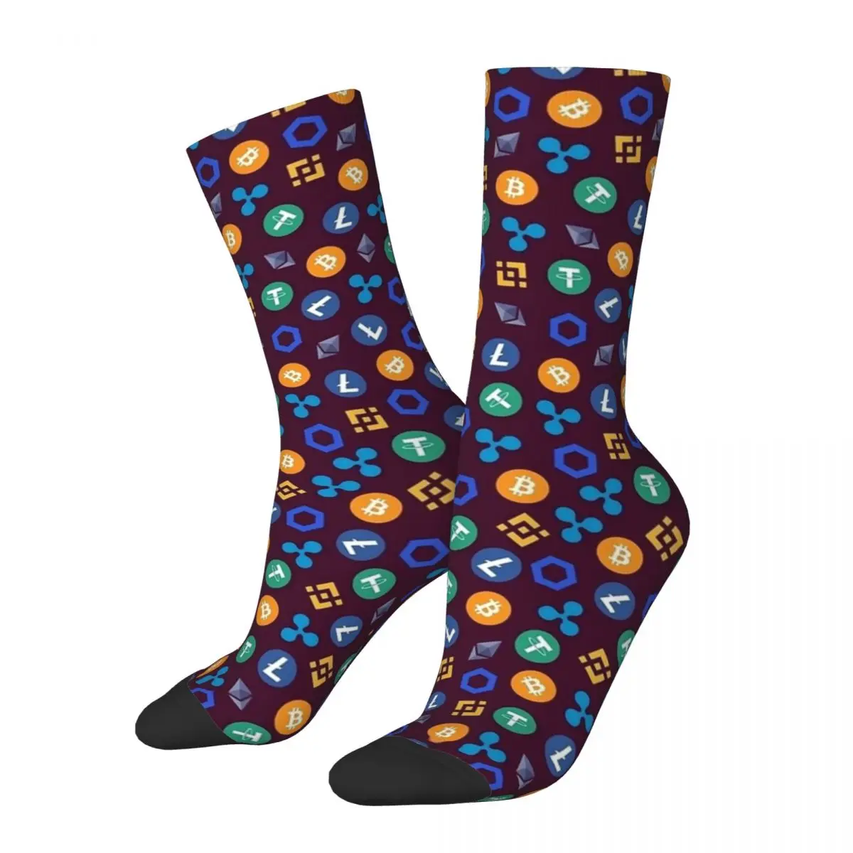 Calcetines deportivos de estilo Harajuku para hombre y mujer, calcetín de moneda Crypto, primavera, verano, Otoño e Invierno