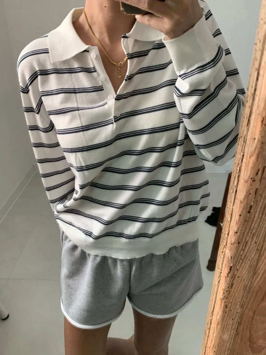Maglione lavorato a maglia a righe coreano Sle da donna, top alla moda dal design pigro e sciolto per giovani donne nell'autunno 2025