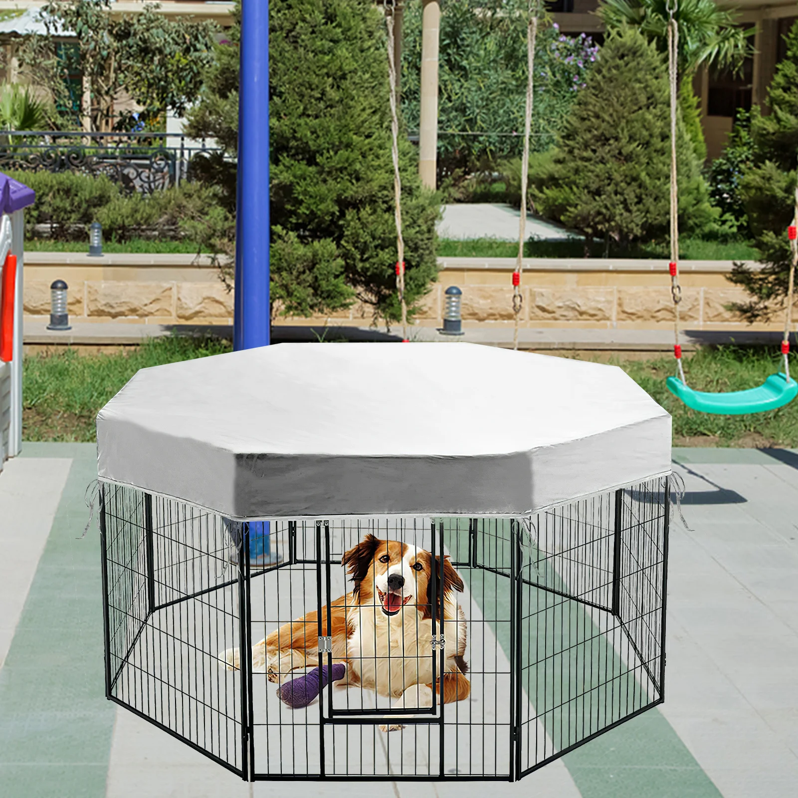 Canil para animais de estimação, capa de pano oxford à prova d'água, gaiola para cães, guarda-sol, cercadinho para cães ao ar livre, cobertura de telhado, acampamento, protetor de gaiola para animais de estimação