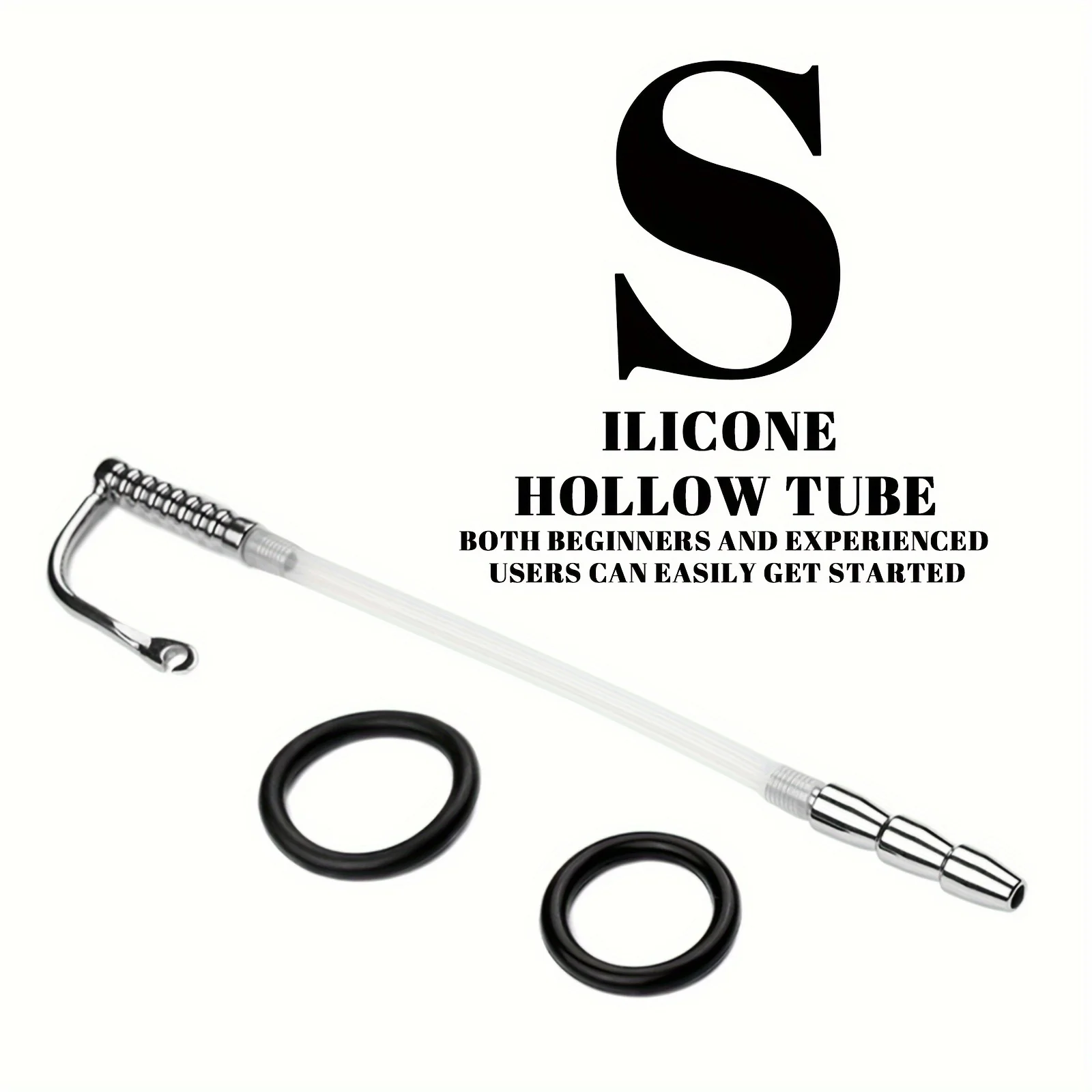 1 قطعة مجرى البول مرنة لعبة استثارة القضيب جوفاء مجرى البول الأصوات مع حلقات القضيب ، ذكر تحفيز لعبة استثارة القضيب موسع سيليكون مرن