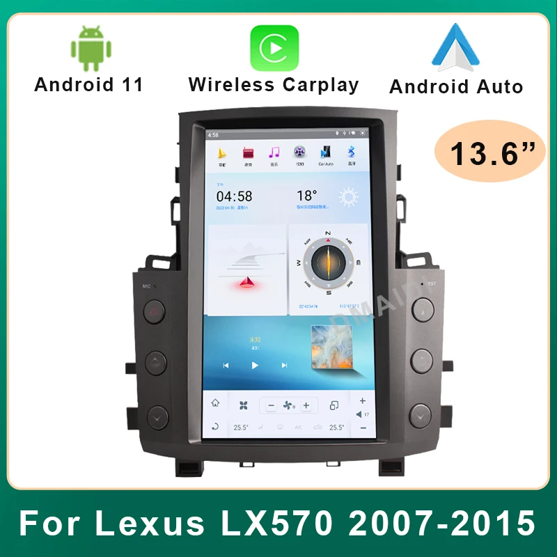 

13.6 Inch Android 11 Car Radio Multimedia Player For Lexus LX570 LX 570 2007-2015 GPS Navigation Streeo Carplay Auto Tesla Style