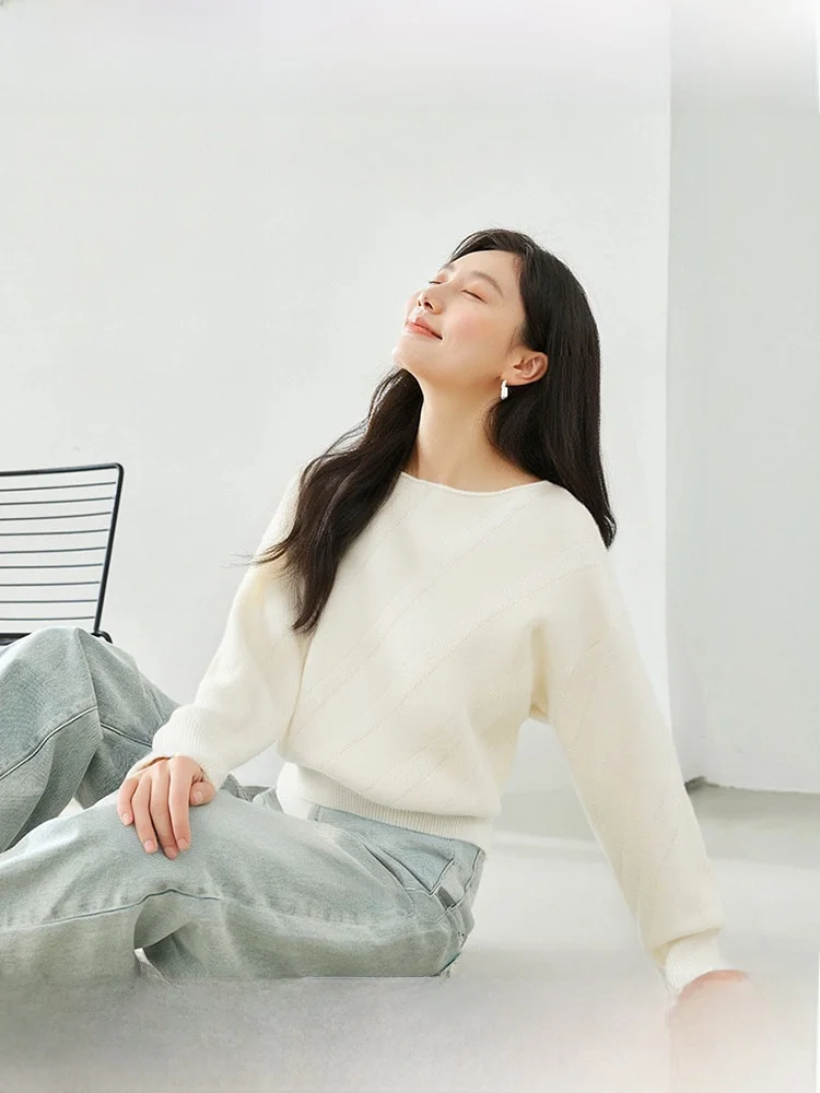 

Women's Loose Fit Sweater 2025 Autumn New Sle Towel Embroidery Design One-oulder Long Sve Regular Length Top