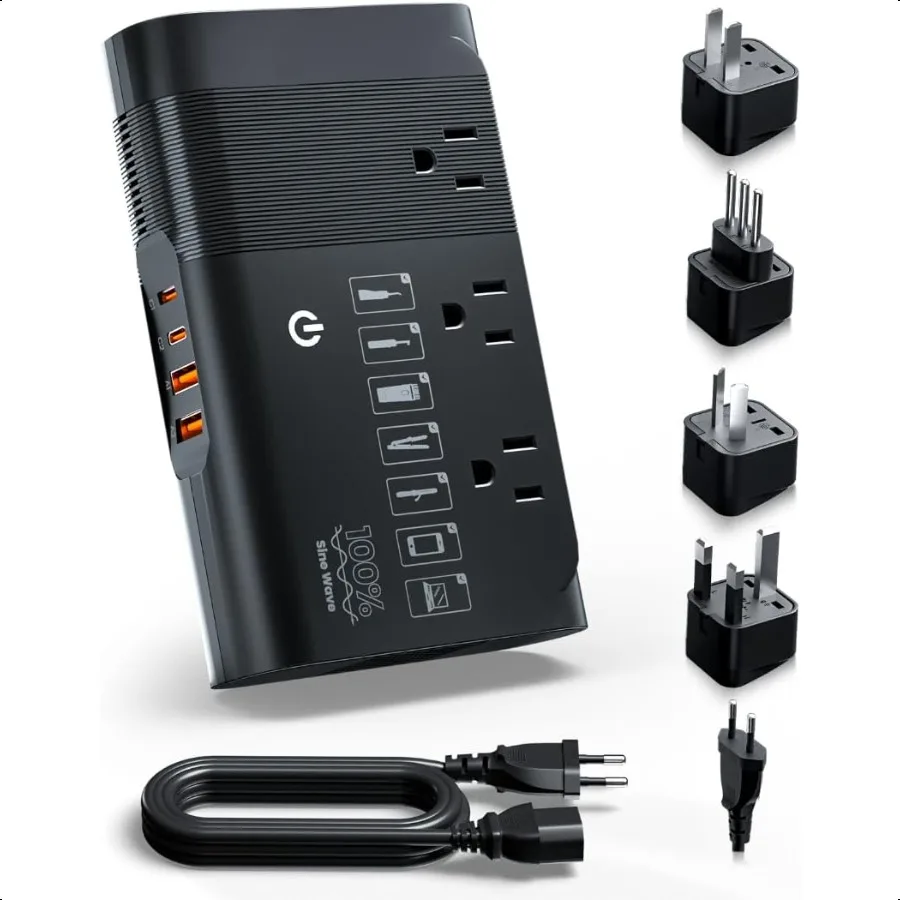 

500W Pure Sine Wave Voltage Converter 220V to 110V European Travel Plug Adapter Converter International Travel Transformer for