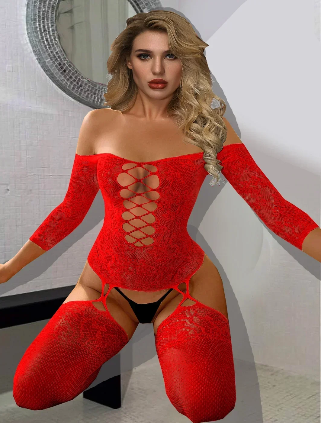 Sleepwear women sexy lingerie Babydoll BODYSUIT Mesh Floral BodyStocking Intimate Catsuit wedding night product erotic plus size