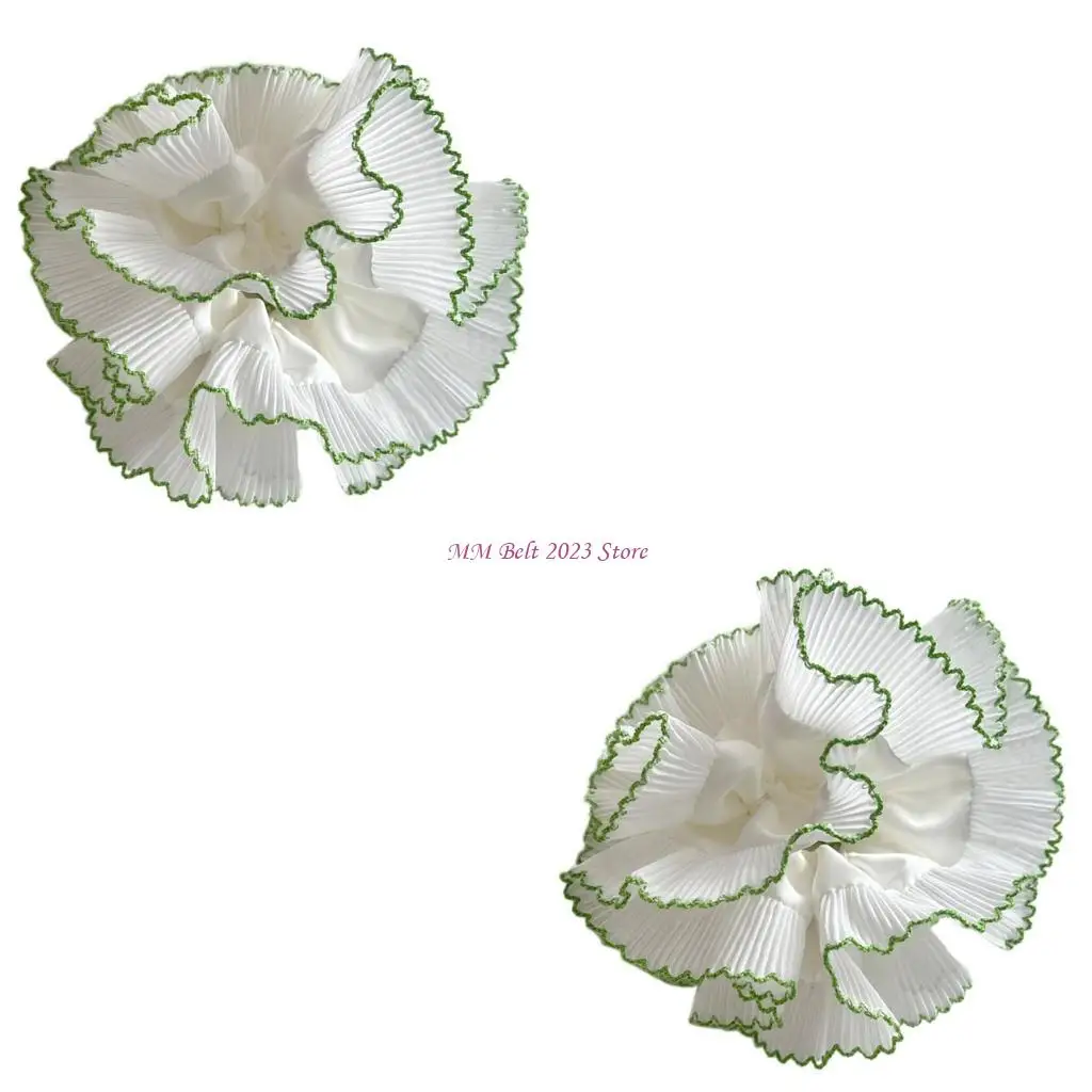 

49ME Simple Elastic Hair Scrunchy with Unique Double Layer Pleated Hairband Hairpieces Large Hair Accessories for Women