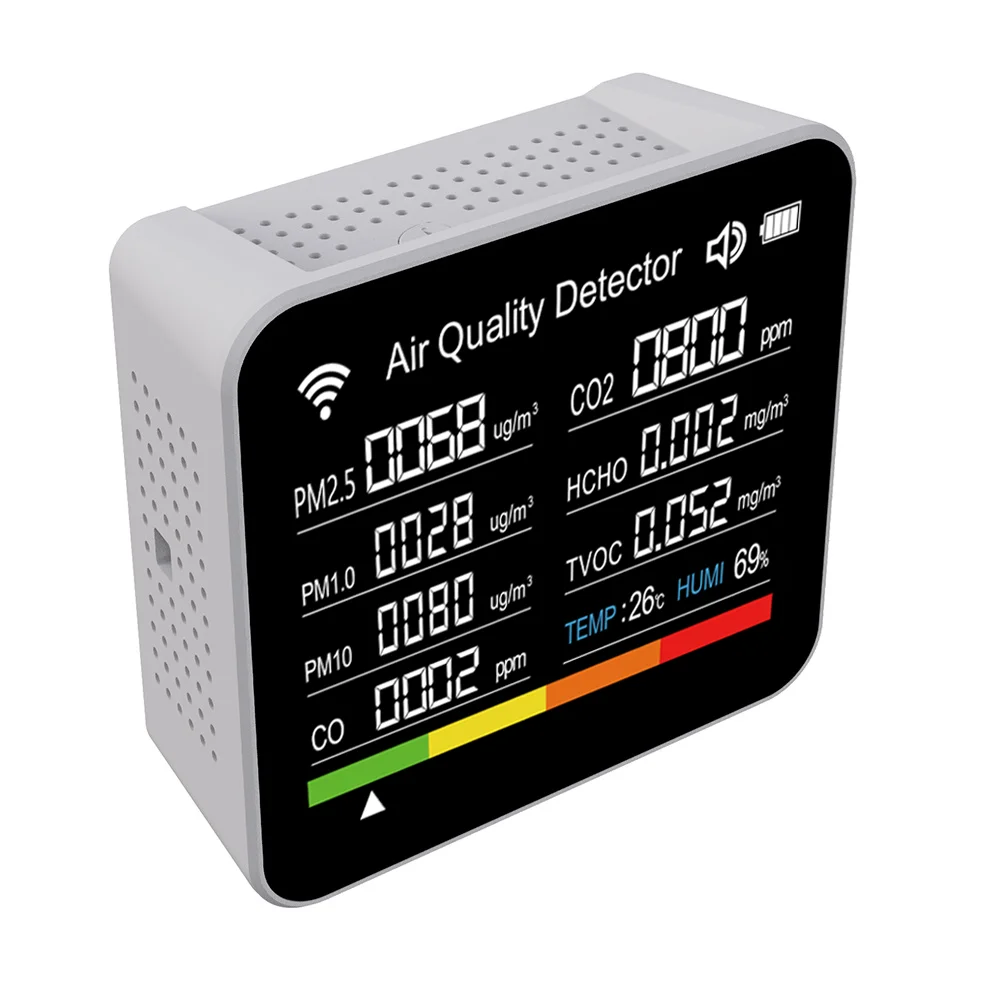 14-in-1 Tuya Smart APP WIFI Air Quality Monitor CO2, CO, PM2.5 Formaldehyde TVOC