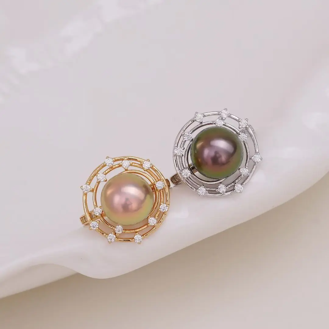 

S925 Sterling Silver Adjustable Finger Ring Mountings Base Setting Findings Jewelry Components for 10-11mm Pearls 3pcs/lot