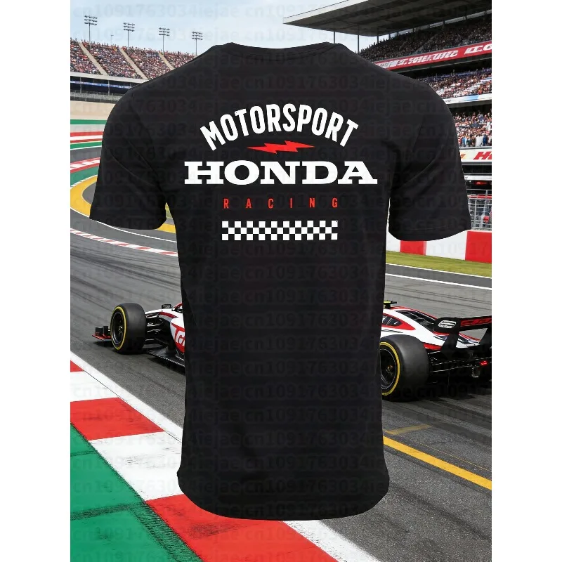 

Honda HRC Motorcycle Racing Men's Summer T-shirt Breathable Cotton Short Sleeve Sports Top for Urban Riders and Outdoor Bikers