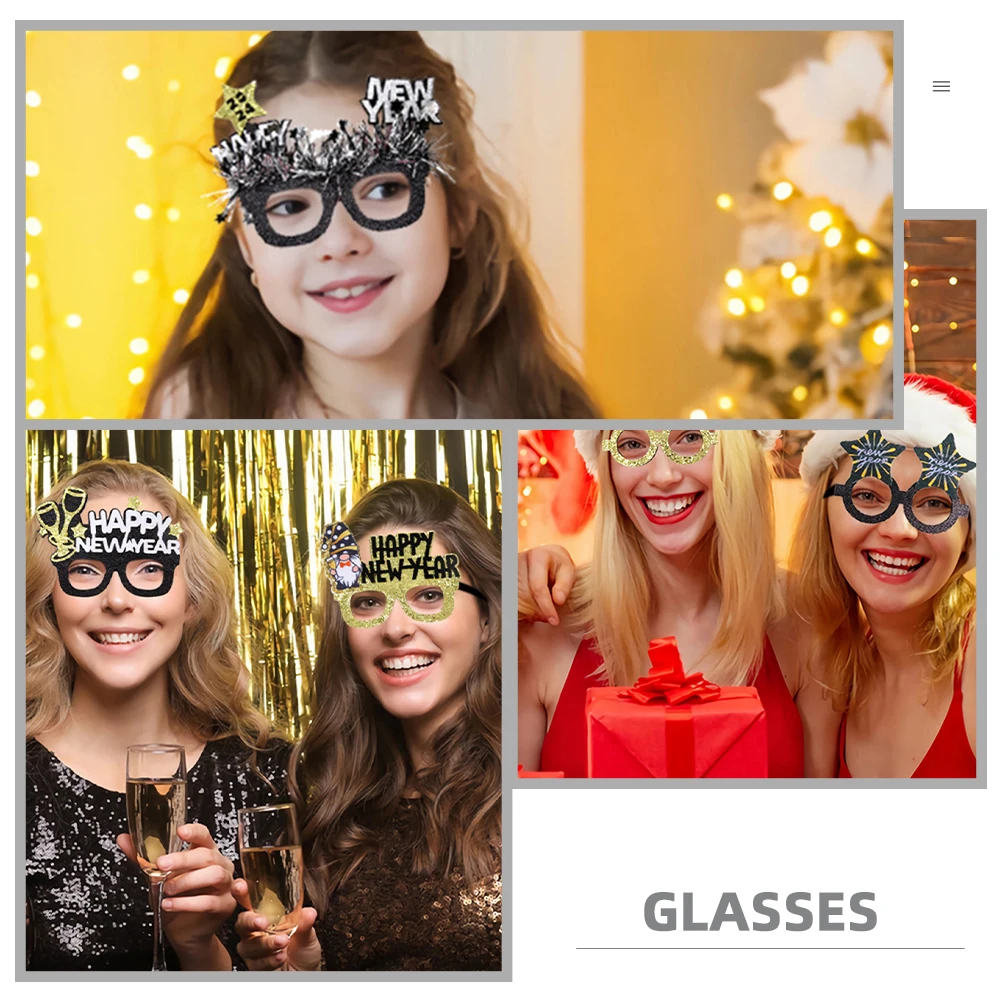 

4pcs Party Decoration Glasses New Year Photo Props Favors Accessories Lightweight Paper Eyeglasses Smooth Comfortable 2024