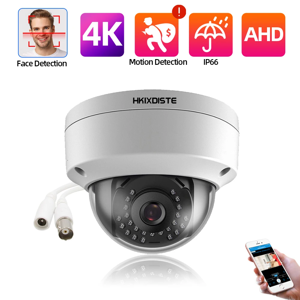 

H.265 Surveillance CCTV Ultra HD IP66 Camera 8MP 5MP AHD Camera Motion/Face Detection Day Night Vision Dome BNC Security Camera