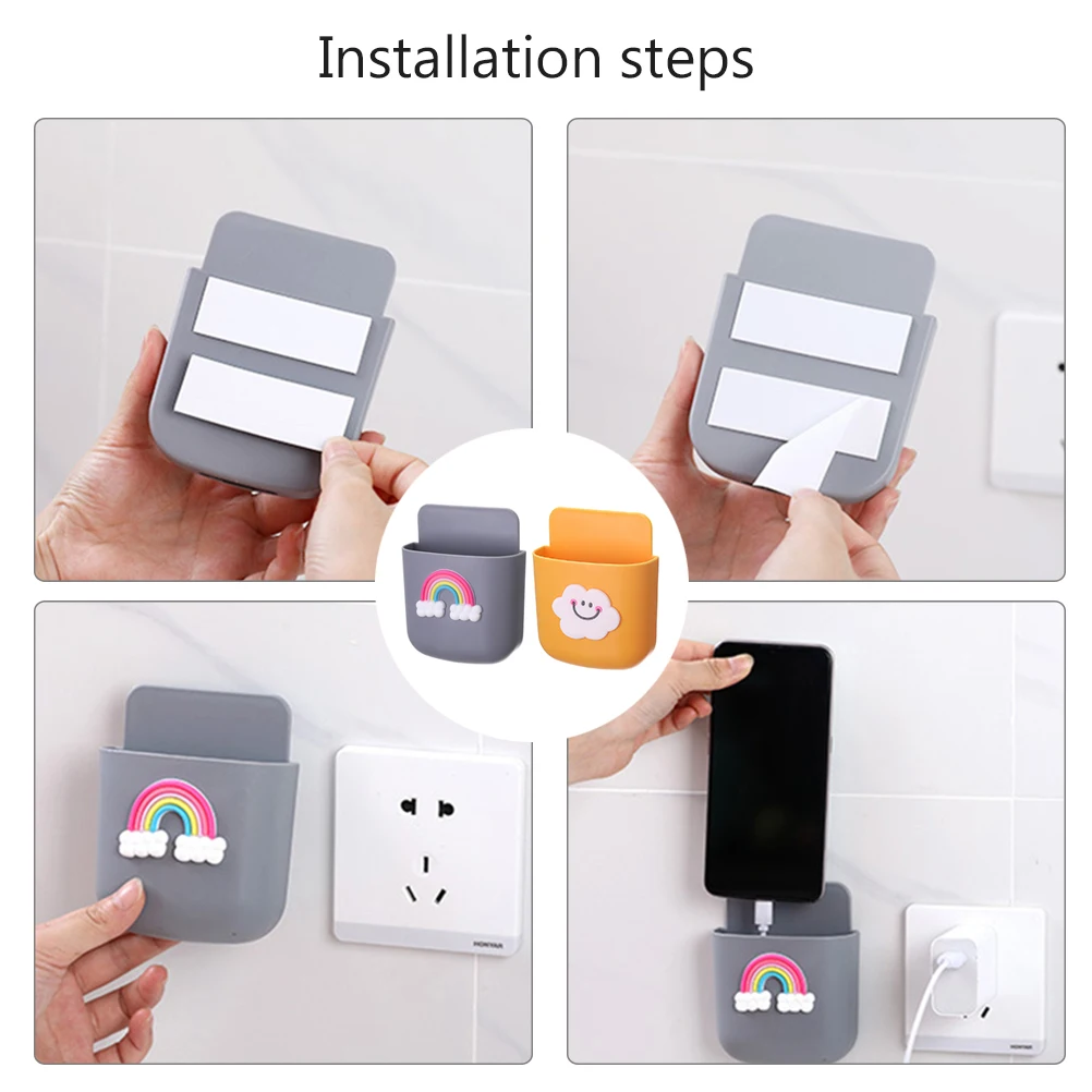 

6 Pcs Wall Holder Wall Pencil Holder for AC Yellow Color Easy Installation Stable Desktop ganizer Controller Mount Box