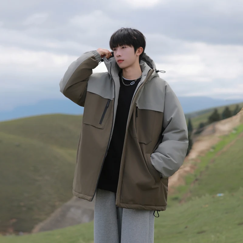 

Winter Outdoor Warm Men Hiking Jacket Waterproof Zipper with Hood Male Clothes Fashion Quality Trekking Coats Thicken All-match