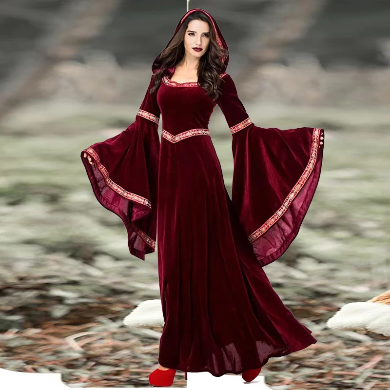 ヨーロッパの女王 ヨーロッパの女王 レトロ スタジアム ローブ ヴァンパイア ロールプレイング ハロウィン 魔女 コスチューム カーニバル