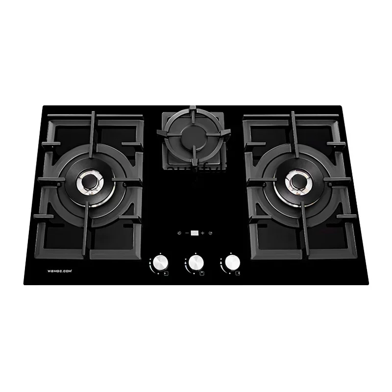 YH Large panel three-eye timing tempered glass export stainless steel household gas stove imported burner