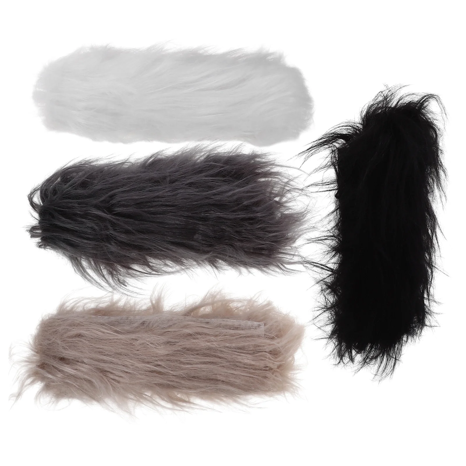 

4 Pcs Fabric Artificial Beard Brown Decor Tails Costume Scarf Strip 15000X900X050CM Fur Sewing Accessories