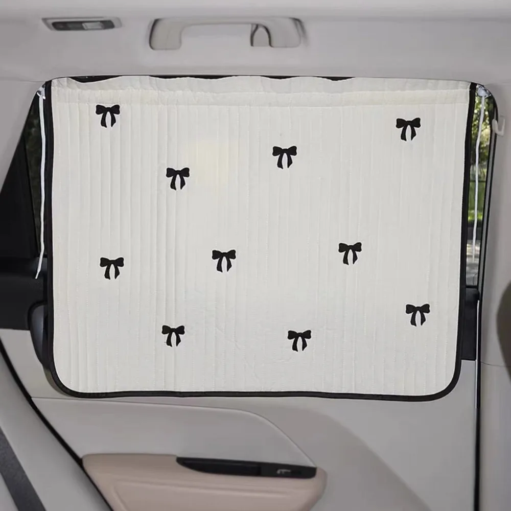 Cartoon Thickened Car Sunshade Embroidered Suction Cup Car Sun Shade UV Protection Cotton Auto Sliding Curtain Auto