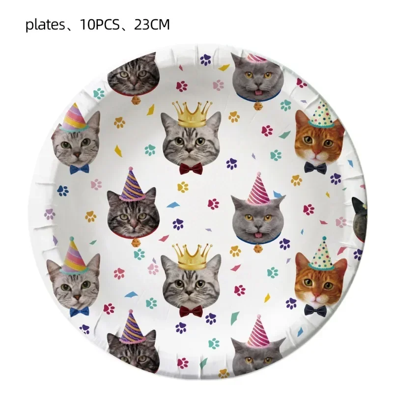 Disney Children\'s Birthday Party Pet Cat Banner Balloon Napkins Disposable Tableware Supplies