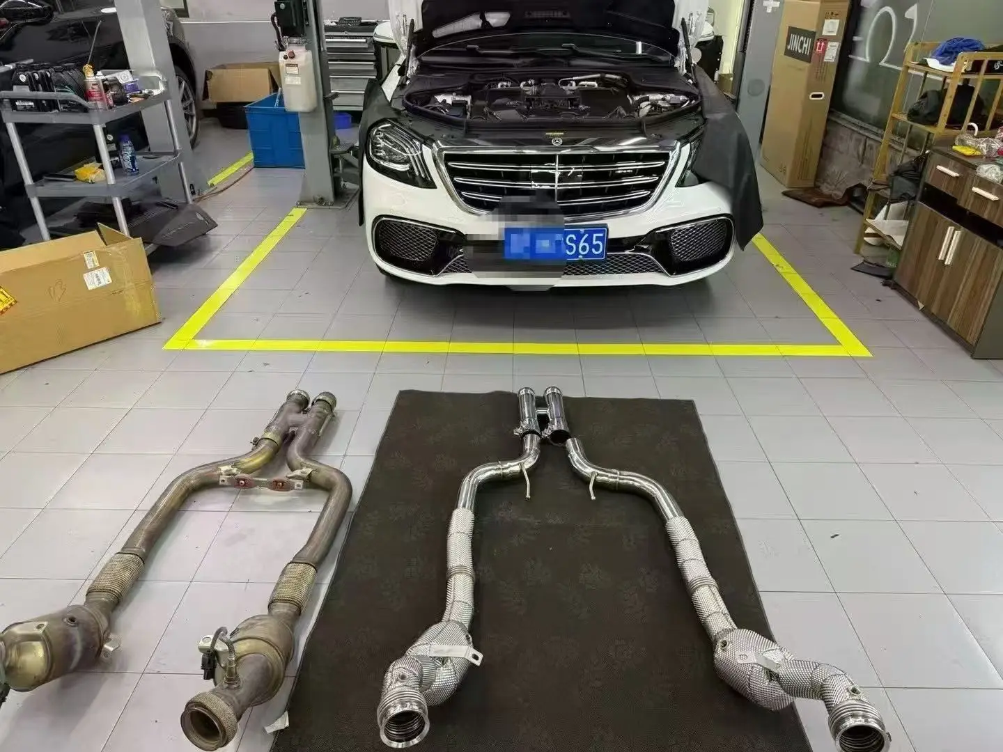 ACE Hochleistungs-Downpipe für Mercedes BENZ AMG S63 W222 5.5T mit Katalysator-Header Auspuffrohr aus SUS304 – Detail 11