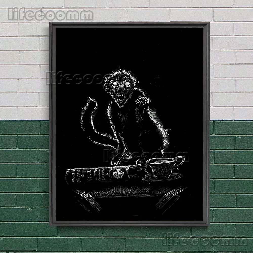 دراكولا القط الأسود الأسود الوردي السكتة الدماغية ملصق فني يطبع القطط الضالة في المقبرة خمر الرسم على لوحات القماش الجدارية ديكور المنزل