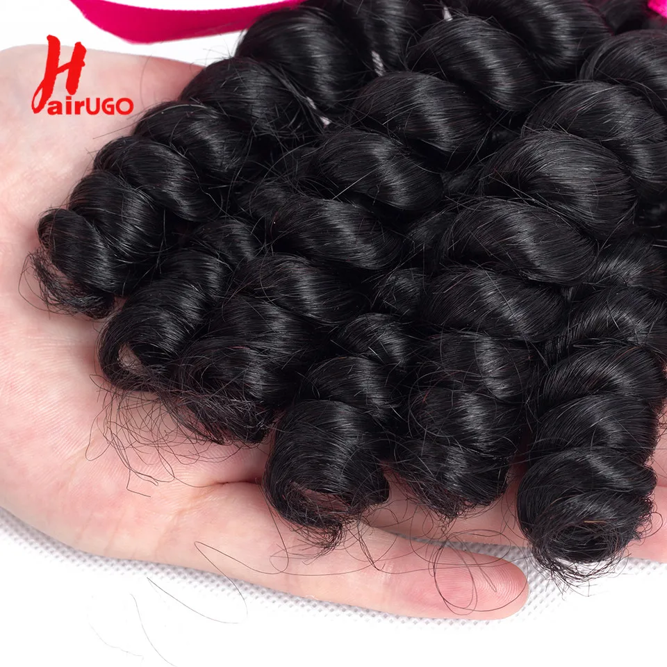 Harugo Funmi-Paquete de cabello humano brasileño, mechones de tejido de doble trama, extensiones de cabello humano no Remy, 10-28 pulgadas