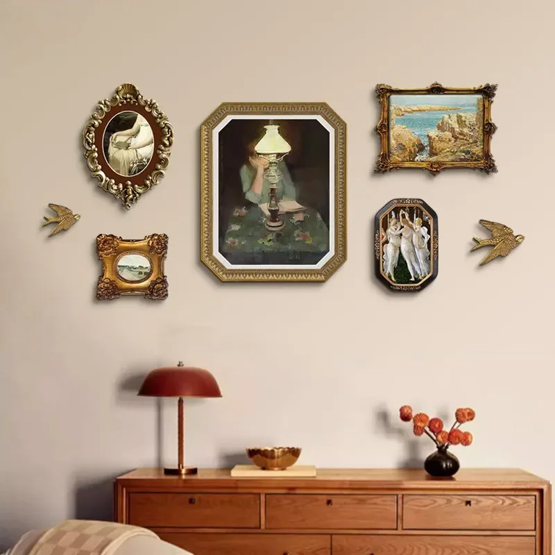 Photo Frame Set French Vintage Cupid Decorative Painting of The Living Room Combination Background Wall Decoration Pendant