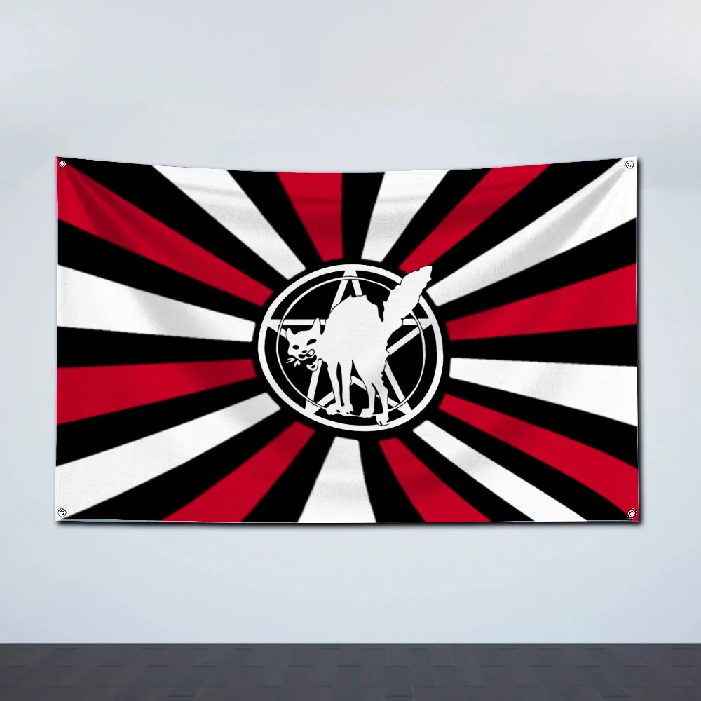 2024 90X150CM Large Size Advertisement Anarchist Black Cats Flag Polyester Printed Anarchy Banner For Decor