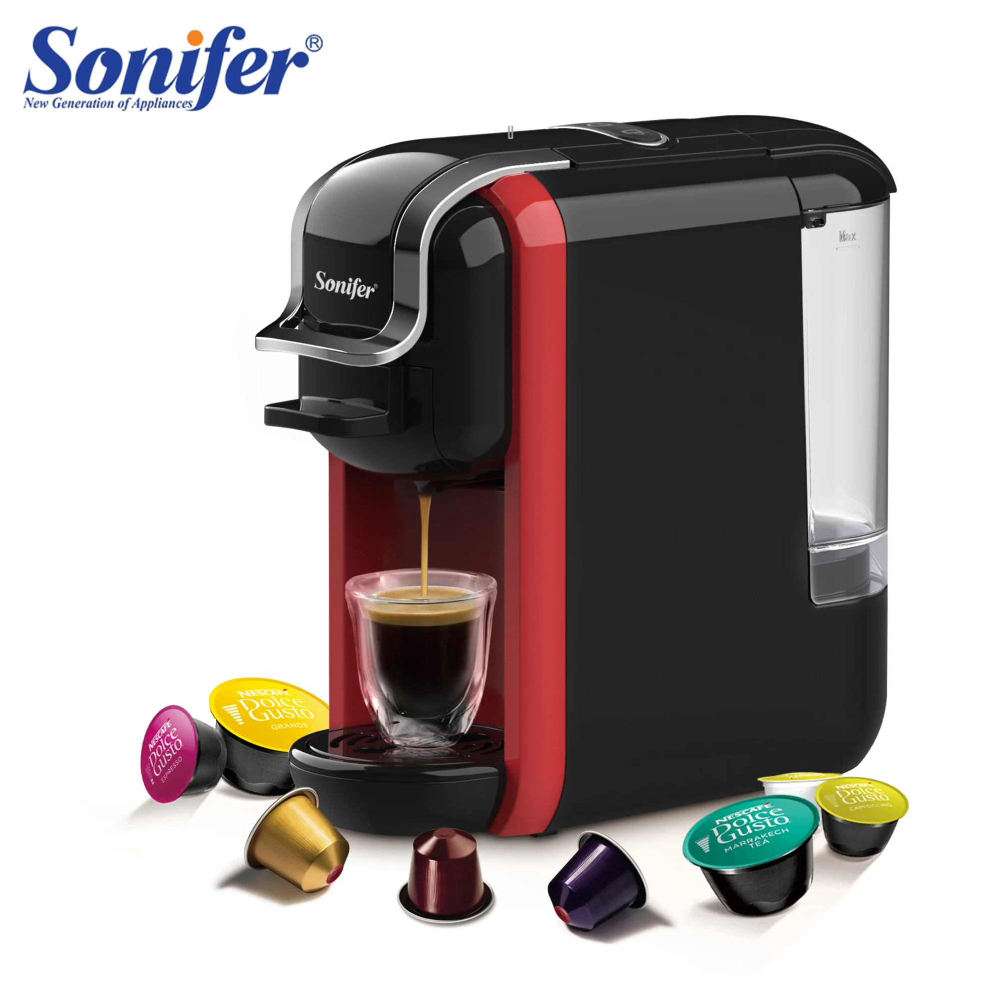 

Italian Espresso Electric Coffee Capsule Machine 3 in 1 For Nestle Capsules Kitchen Appliances 19 bar Coffee Machine Sonifer