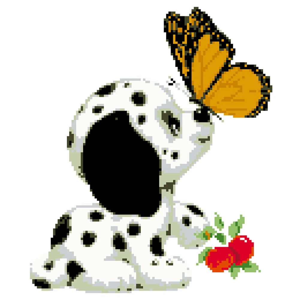 

Partial Embroidery Beads Printed 9CT Dog Cross Stitch Kit Home Art Craft 31x36cm